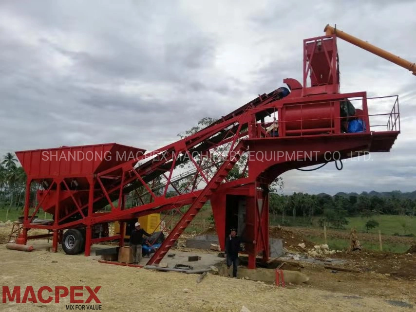 Trialer Type Mobile Mini Small Concrete Batching Mixing Plant for Construction Site