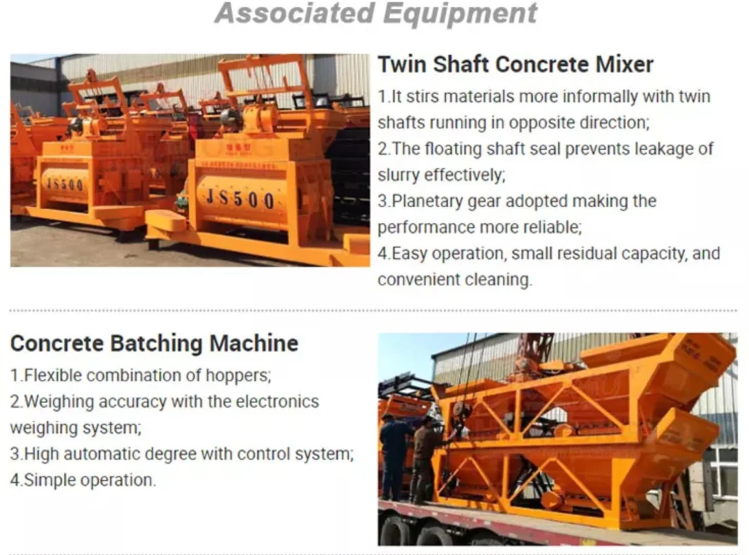 Hzs25/Hzs35/Hzs50 Mini Portable Ready-Mix Concrete Mixing Plant with Twin-Shaft Mixer